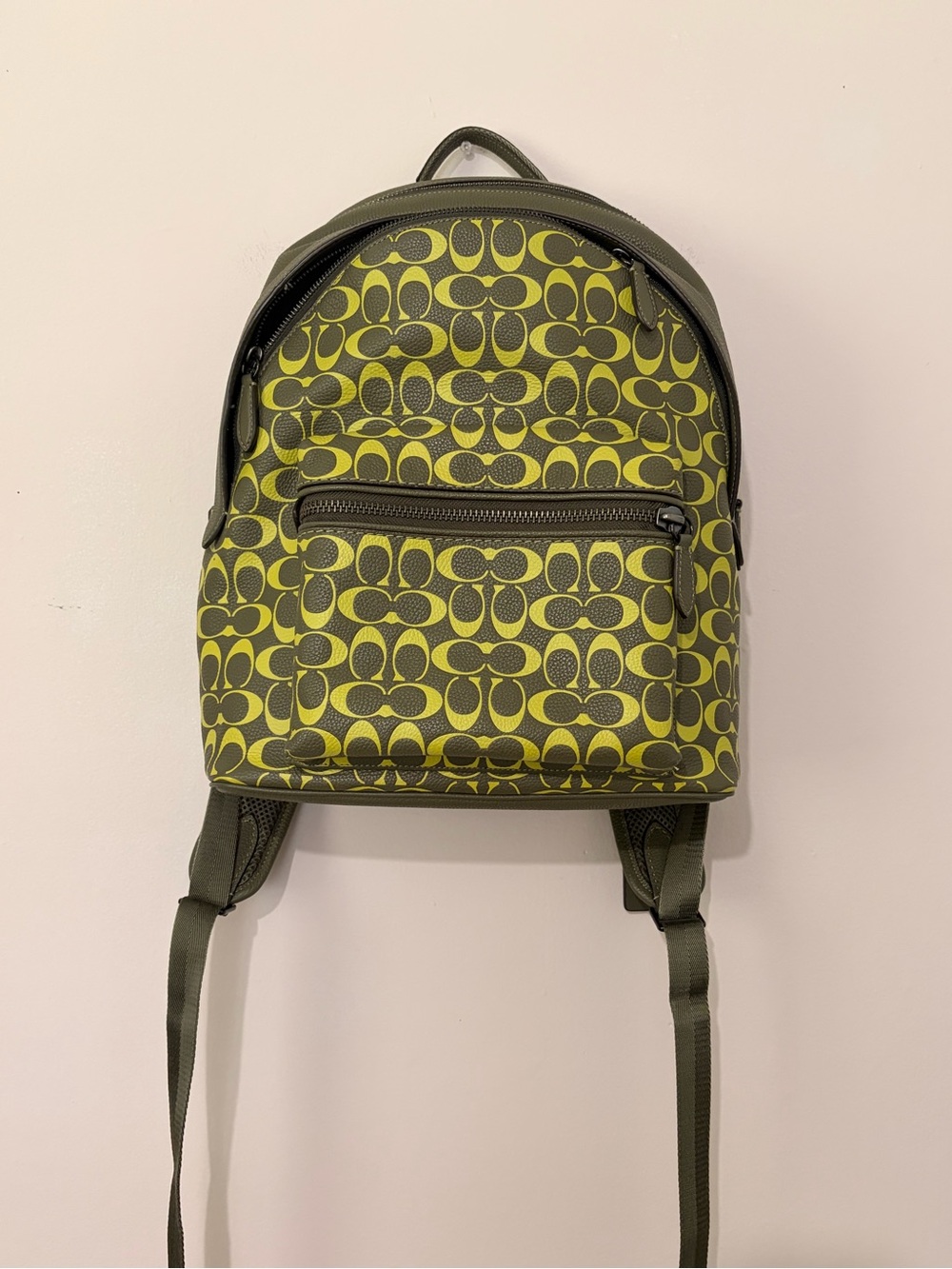 Coach Army Green Key Lime Charter Backpack in Signature Leather